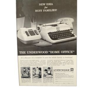 Vintage 1960 Underwood Typewriter The Home Office Ad Advertisement